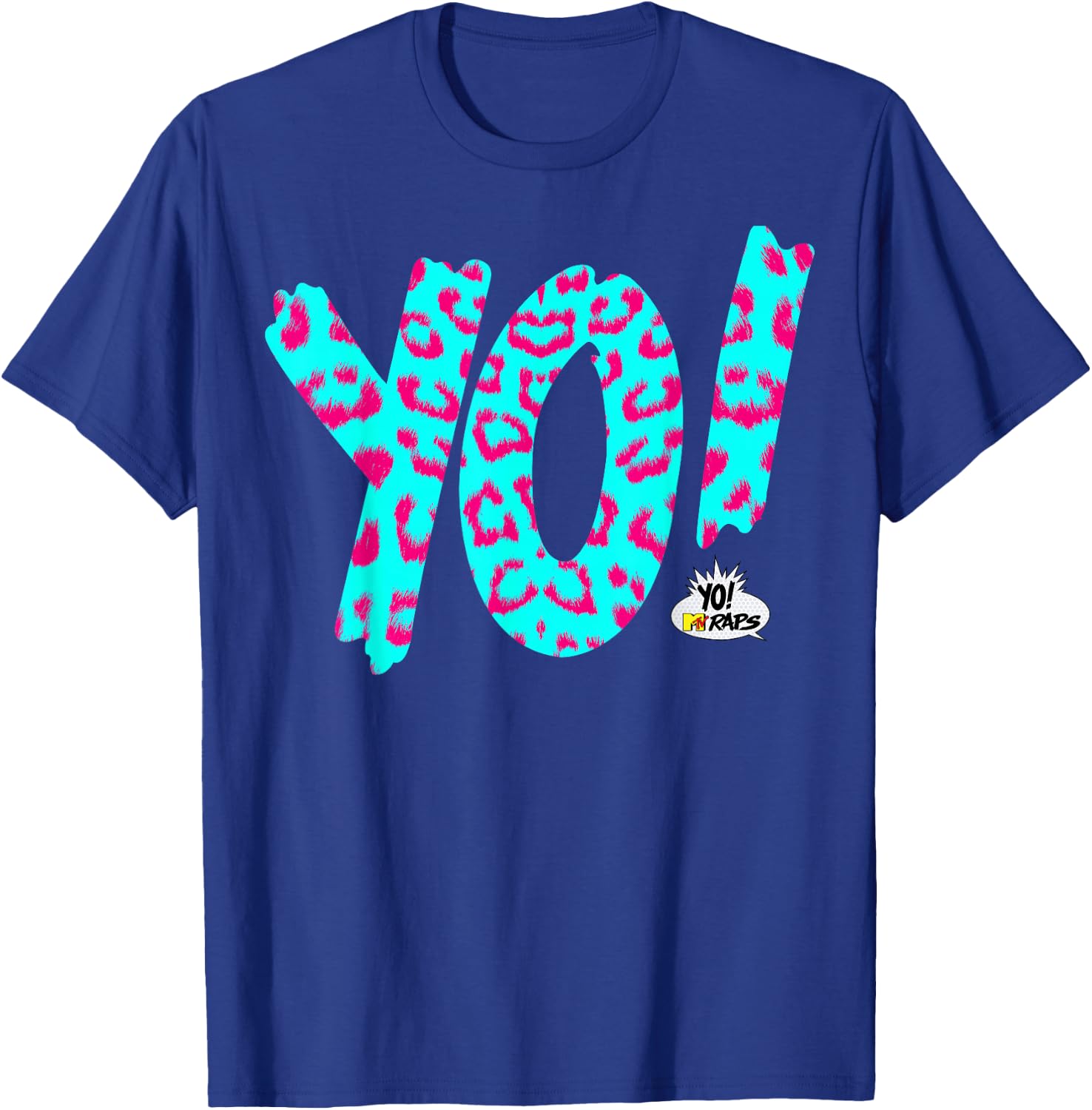Yo! MTV Raps Neon Leopard Print Logo T-Shirt - T-Shirt | Royal