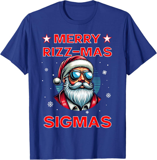Merry Rizz Mas Sigmas Funny Middle School Alpha Christmas T-Shirt - T-Shirt | Royal
