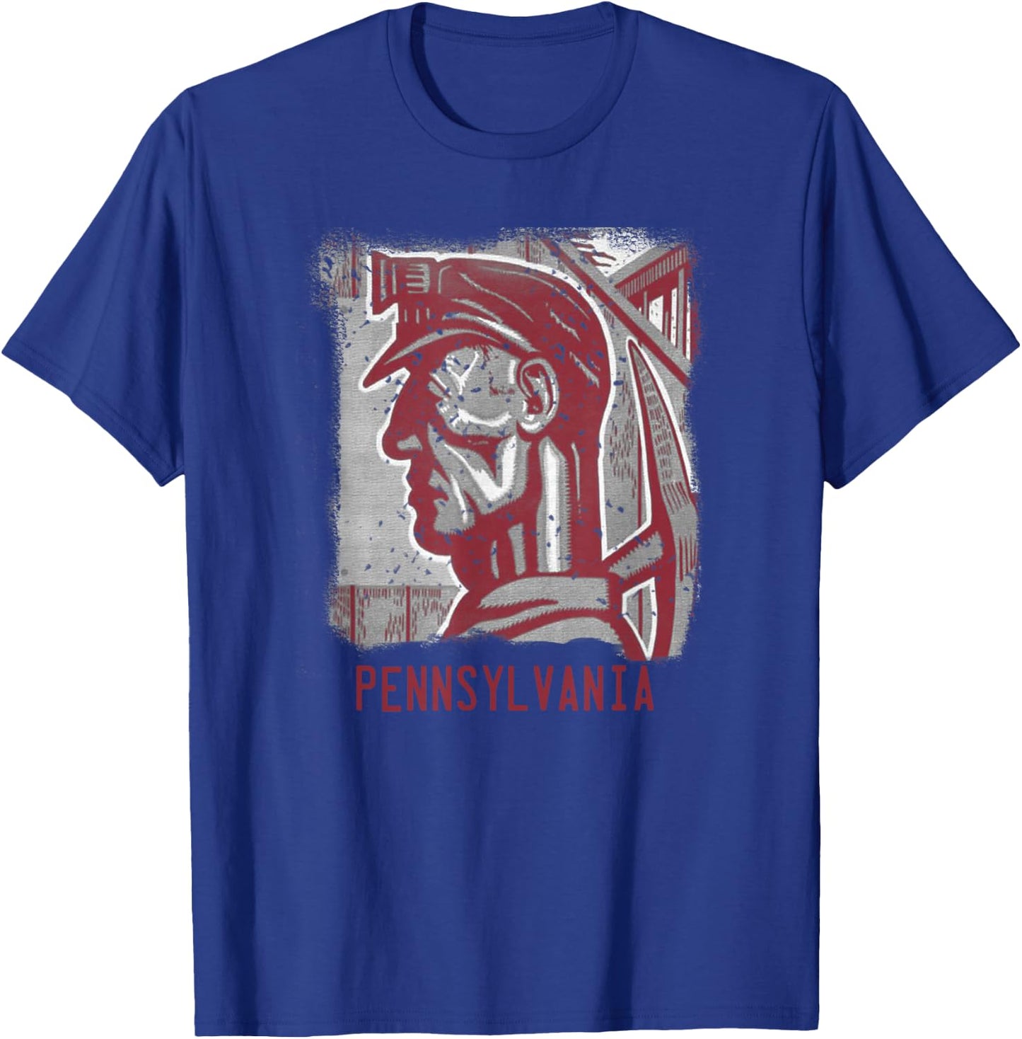 Coal Miner Pennsylvania Distressed Vintage Art Poster T-Shirt - T-Shirt | Royal