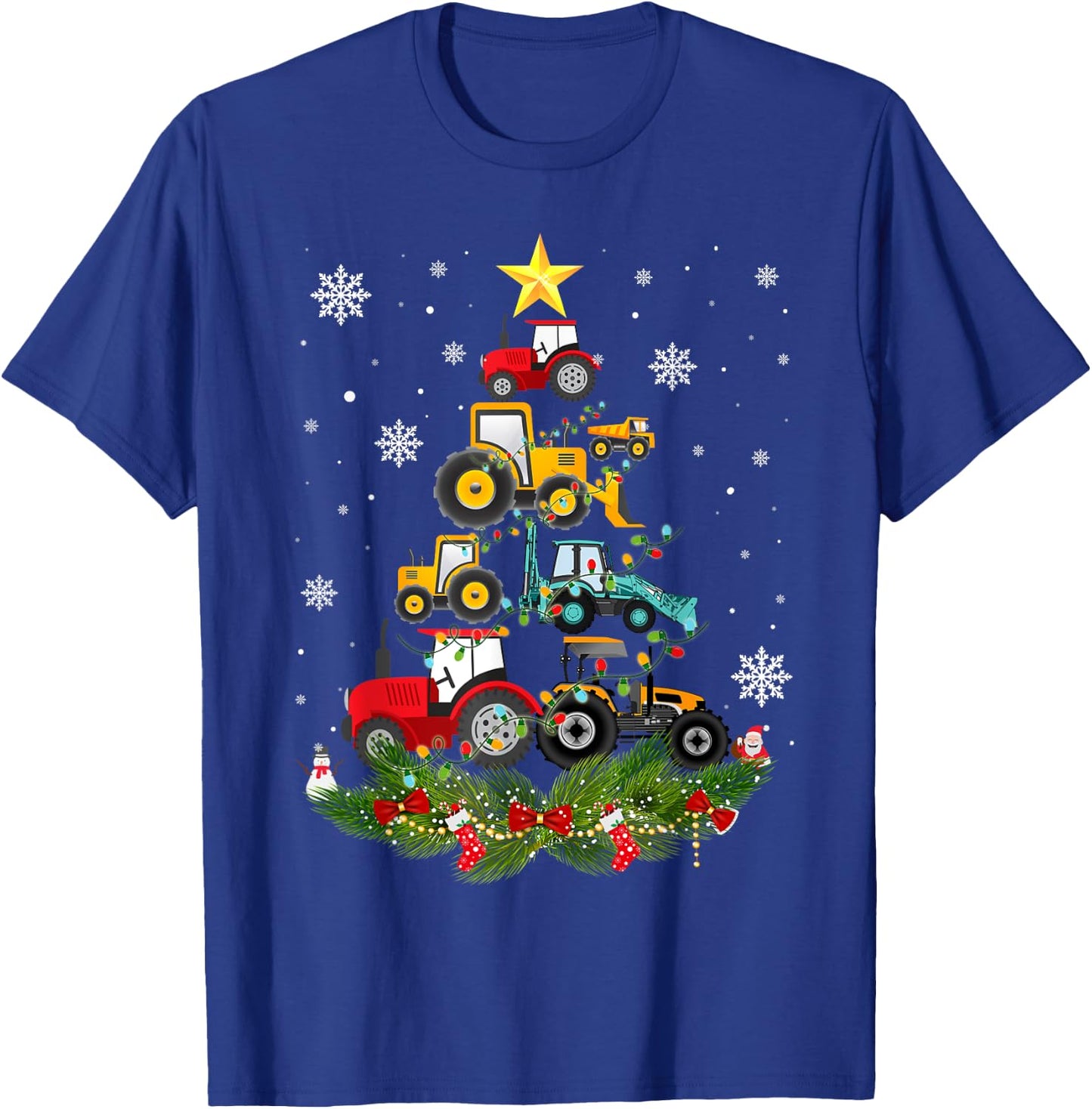 Tractor Christmas Tree gift Holiday Tractor funny xmas Gift T-Shirt - T-Shirt | Royal