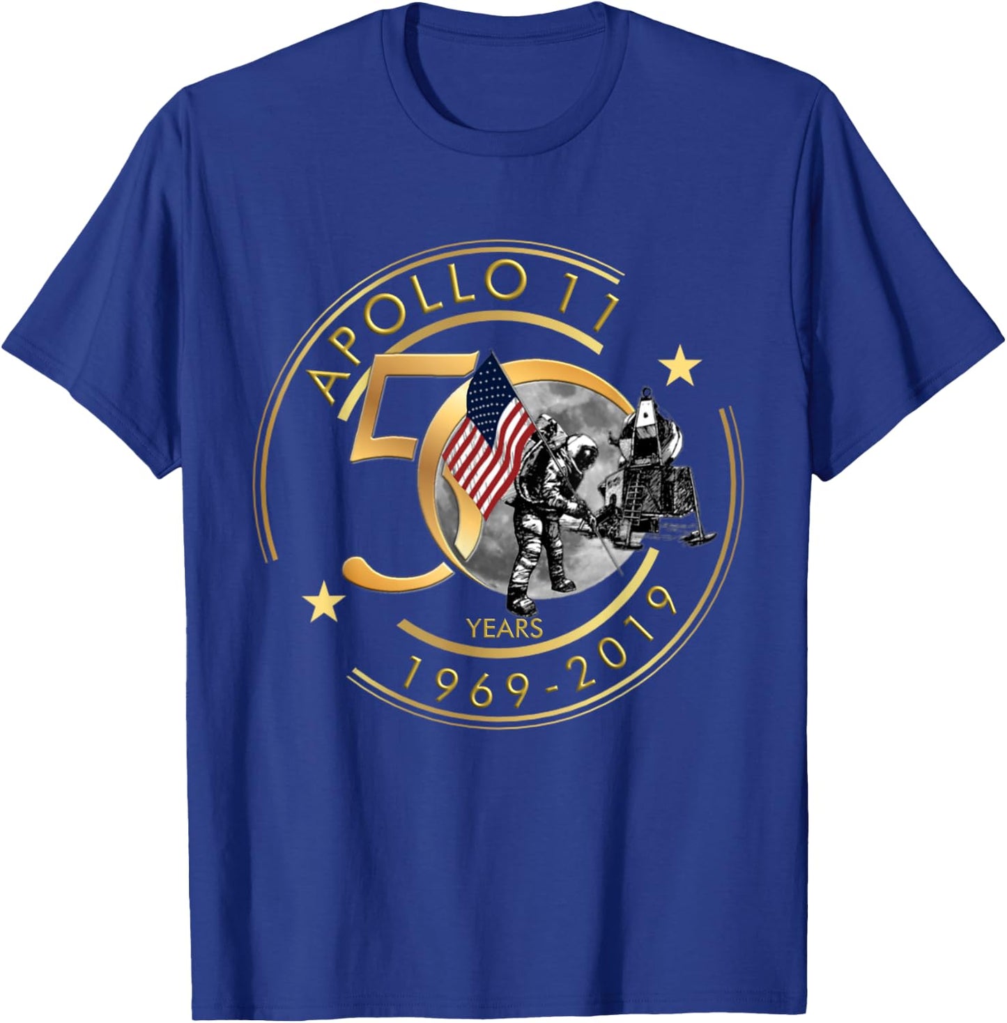 Apollo 11 50th Anniversary Moon Landing 1969 2019 Gift T-Shirt - T-Shirt | Royal
