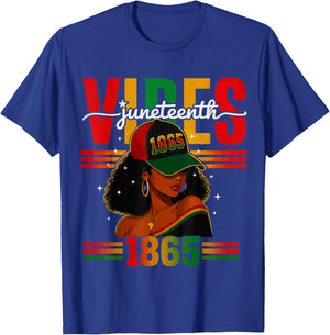 African American Freedom Women Juneteenth Vibes Only 1865 T-Shirt - T-Shirt | Royal