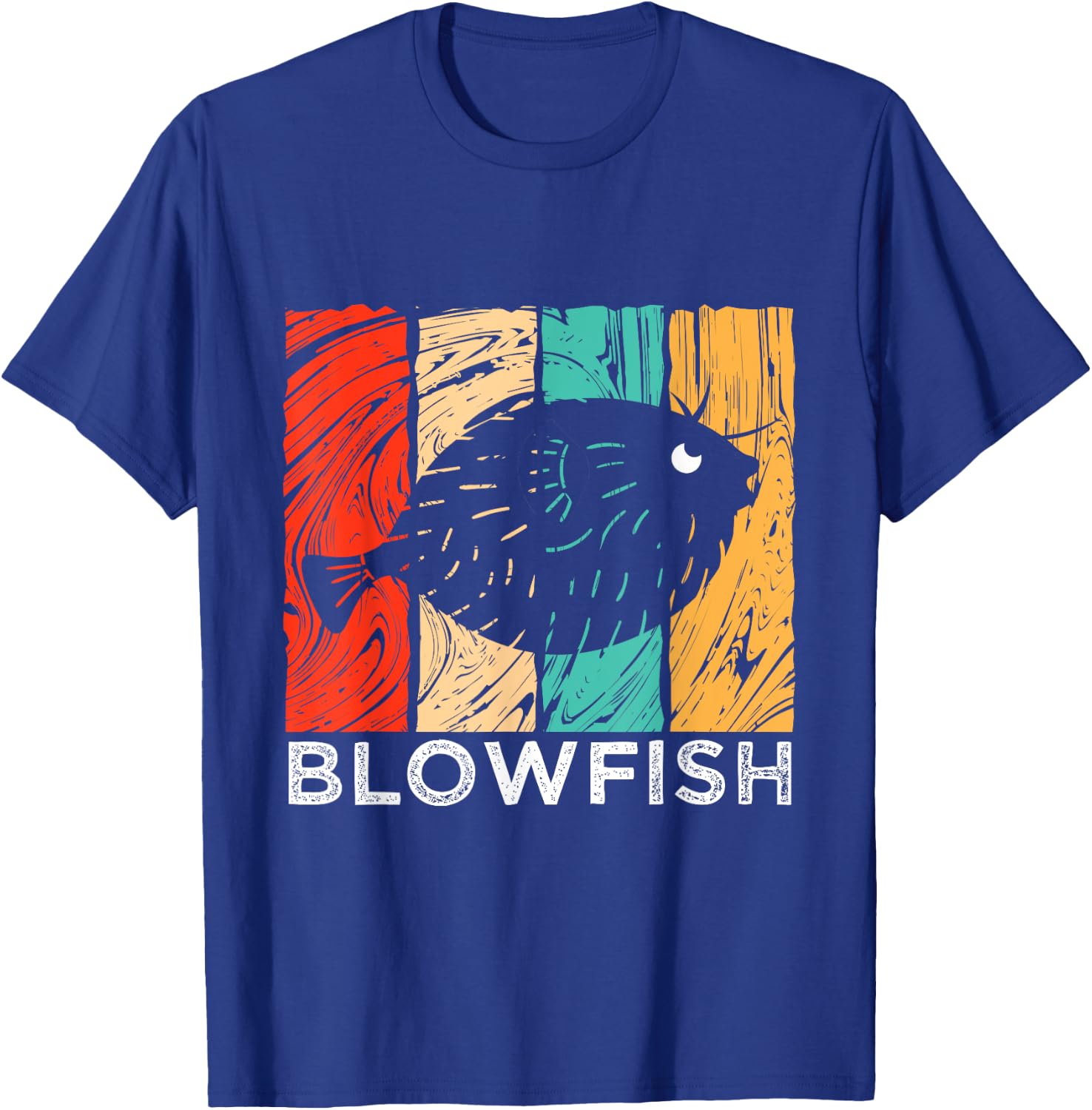 Vintage Retro Blowfish Silhouette T-Shirt - T-Shirt | Royal