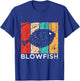 Vintage Retro Blowfish Silhouette T-Shirt - T-Shirt | Royal