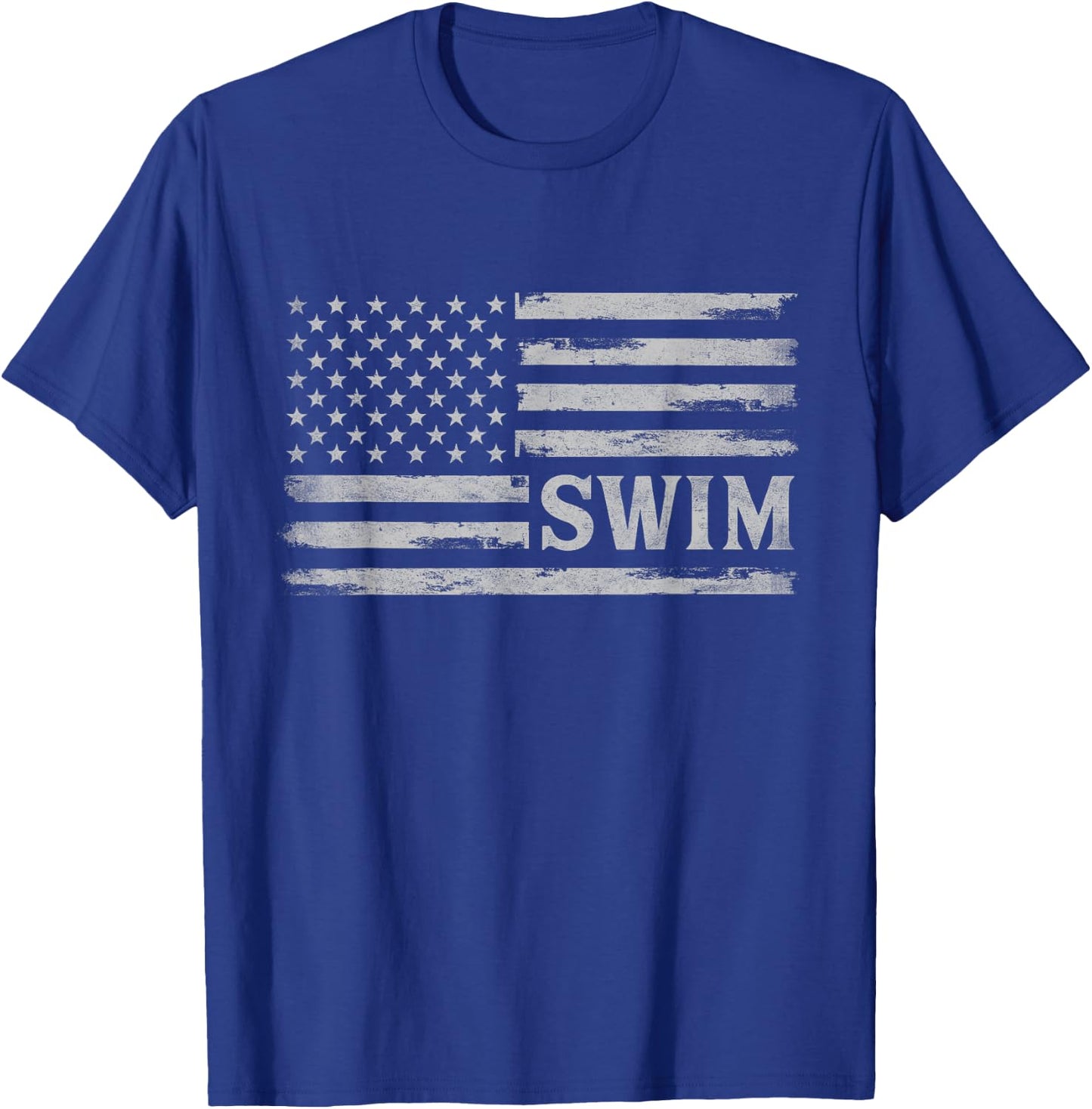 Swim Grey Vintage USA Flag Swimmer Coach T-Shirt - T-Shirt | Royal