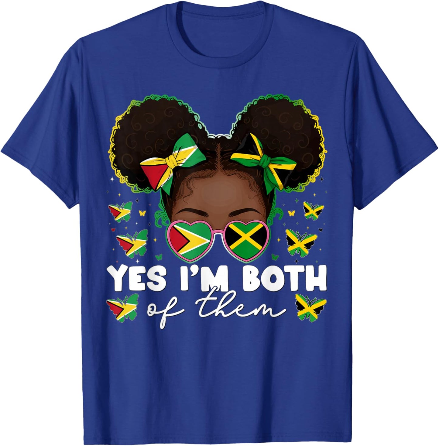 Half Jamaican Guyanese Jamaica Flag Guyana Kids Girls T-Shirt - T-Shirt | Royal