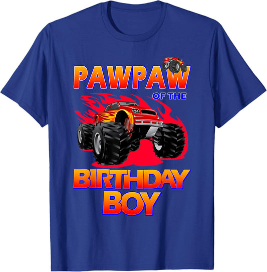 Pawpaw of the Birthday Boy Monster Truck Birthday Novelty T-Shirt - T-Shirt | Royal