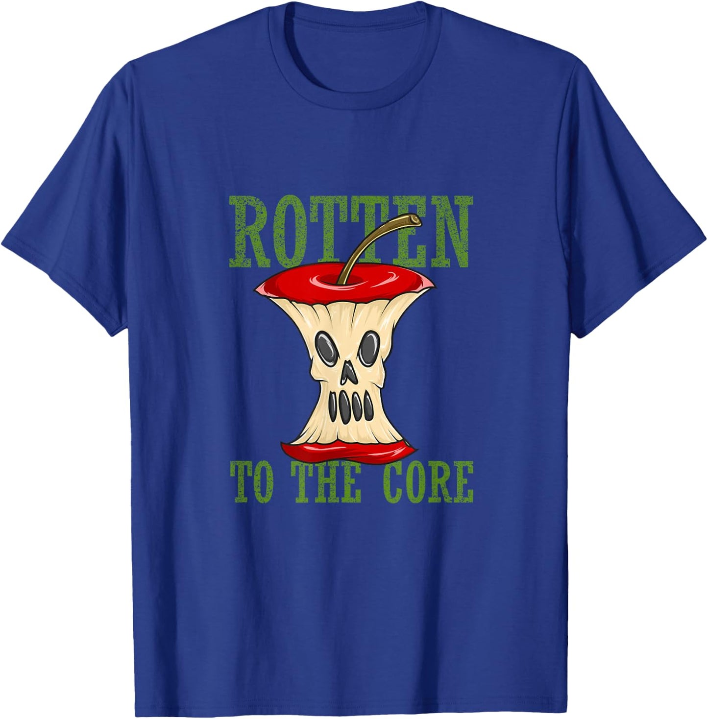 Horror Rotten To The Core Scary Skeleton Face Apple Core T-Shirt - T-Shirt | Royal