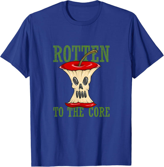Horror Rotten To The Core Scary Skeleton Face Apple Core T-Shirt - T-Shirt | Royal