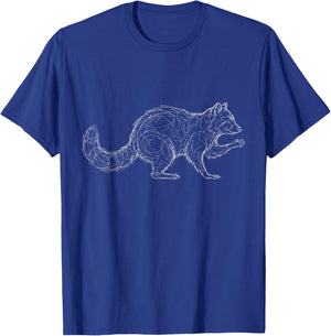 Scribble Raccoon Sketch Walking Trash Panda Line Art T-Shirt - T-Shirt | Royal