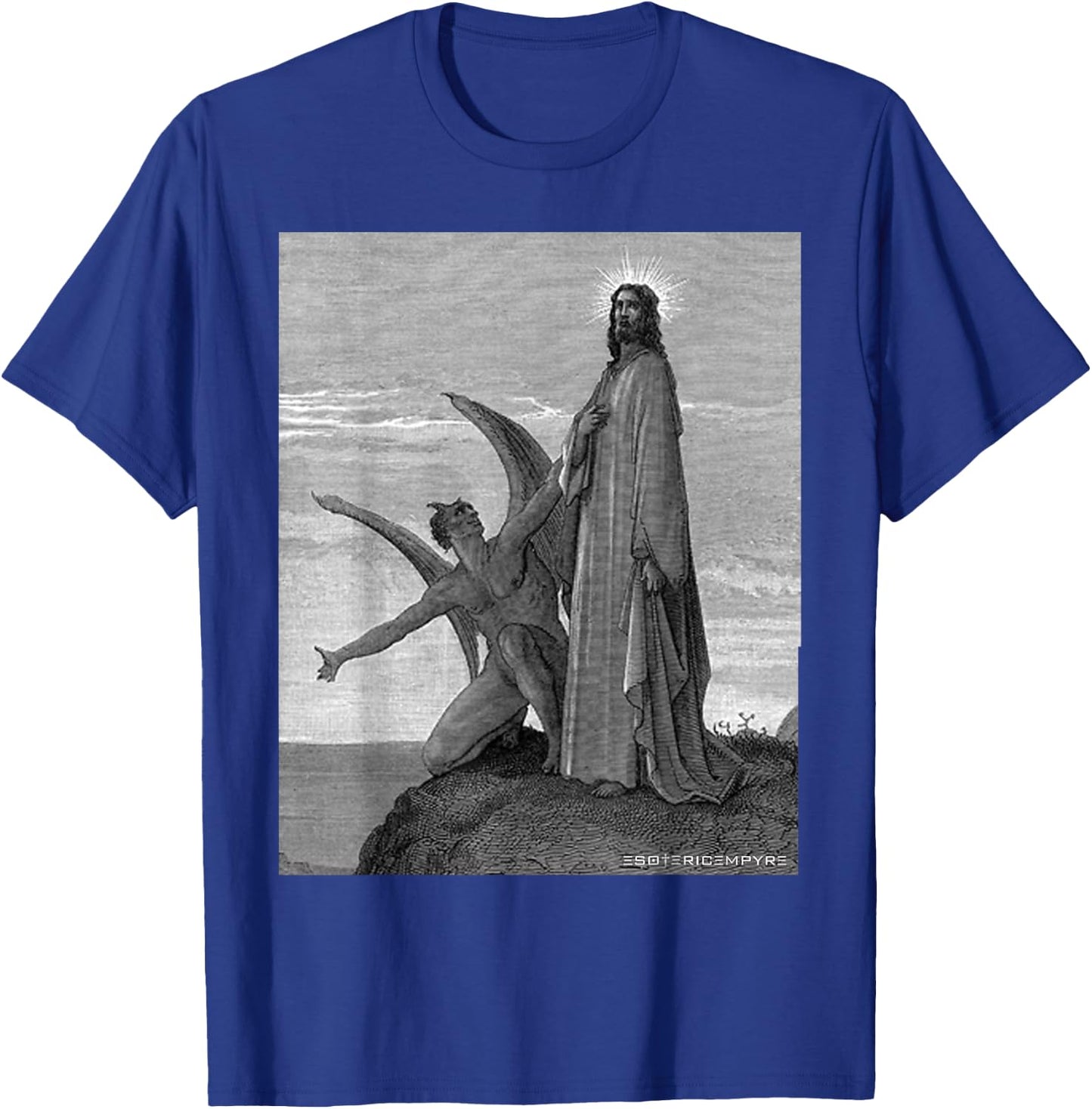 Jesus Christ Temptation of Satan Wilderness by Gustave Dore T-Shirt - T-Shirt | Royal