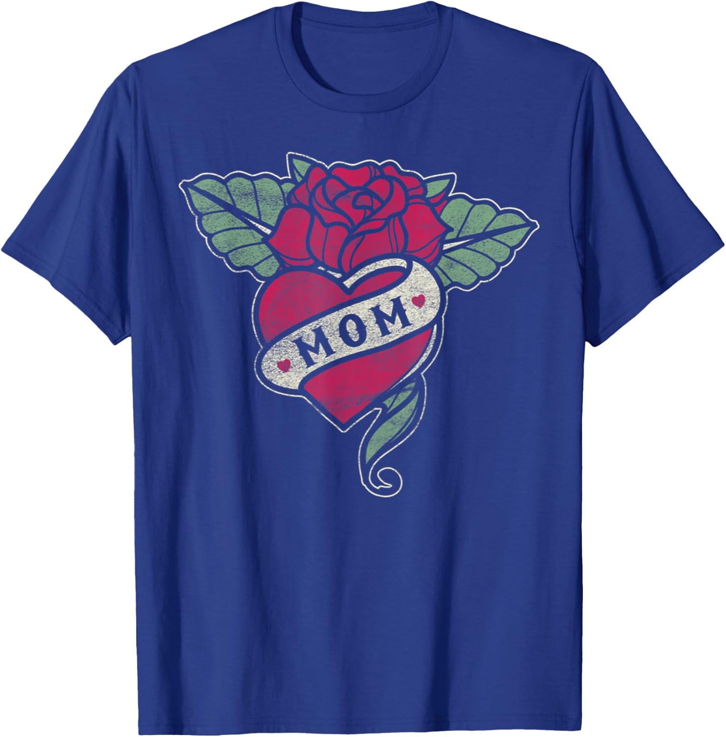 Mom Tattoo Heart Red Rose Motorcycle T-Shirt - T-Shirt | Royal