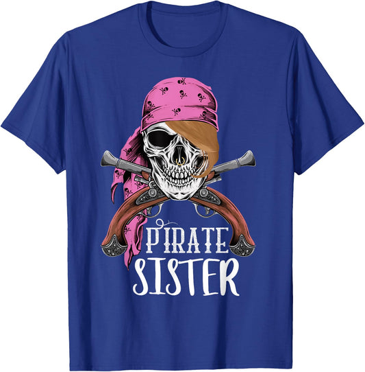 Pirate Princess Sister Women Girl Floral Pirate gift T-Shirt - T-Shirt | Royal