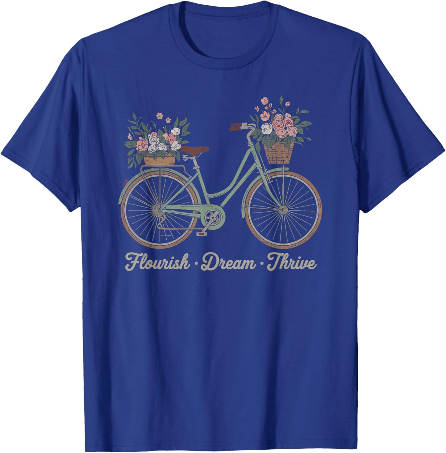 Flourish Dream Thrive Floral Bike Trump Subtle Resist T-Shirt - T-Shirt | Royal