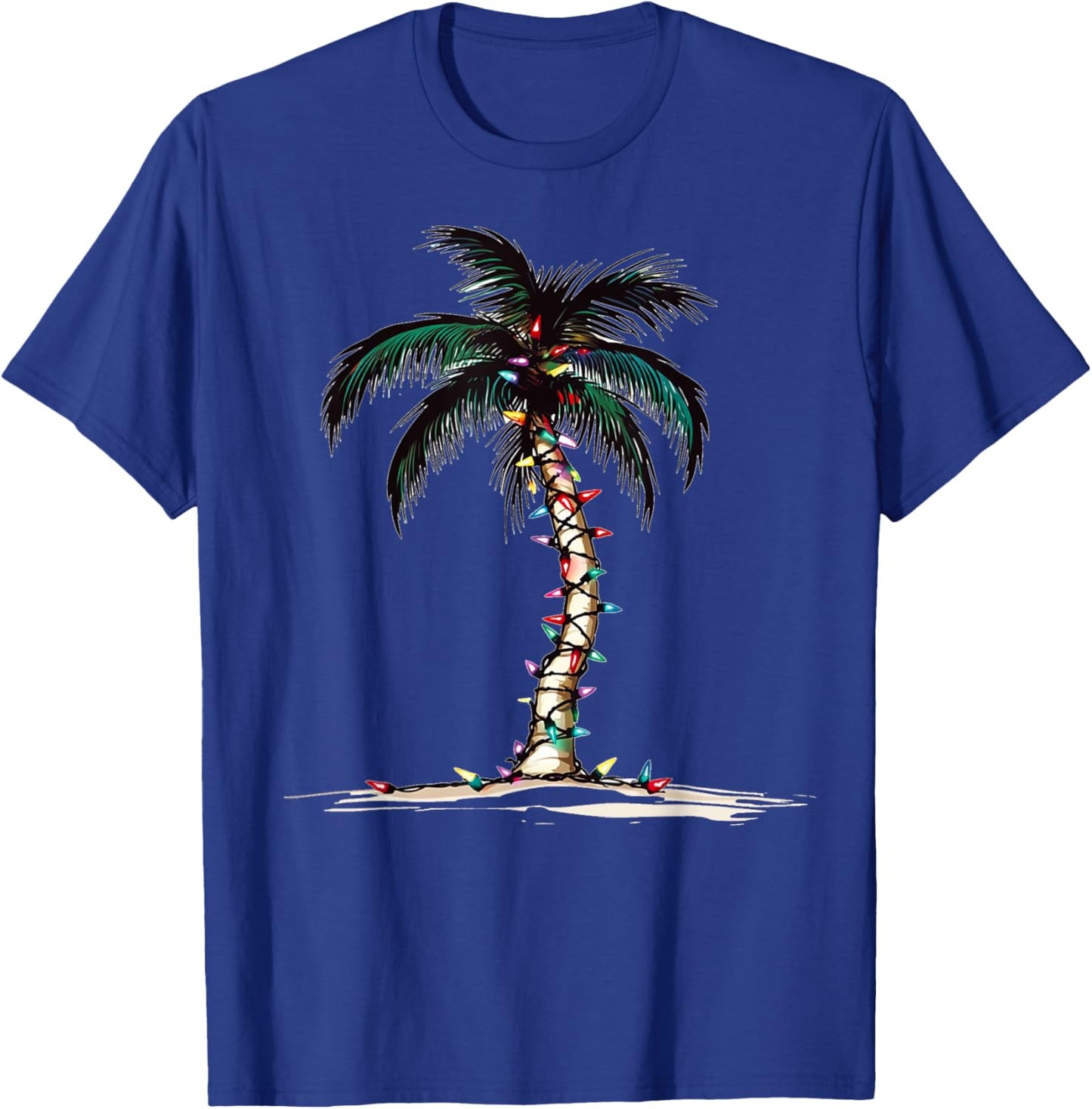Christmas Palm Tree Xmas Light Matching Family Women Men T-Shirt - T-Shirt | Royal