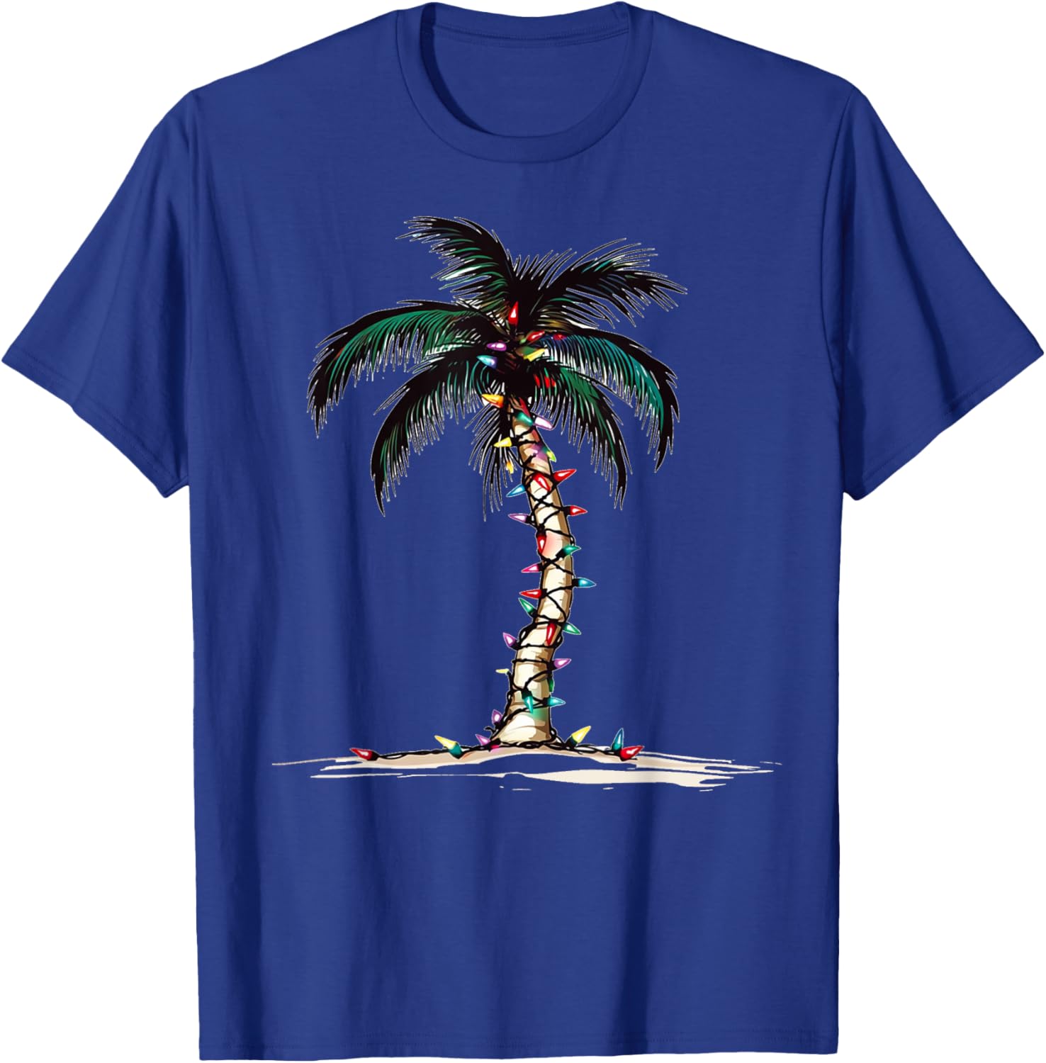 Christmas Palm Tree Xmas Light Matching Family Women Men T-Shirt - T-Shirt | Royal
