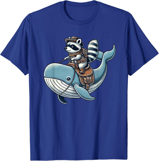 Vintage Raccoon Whale Rider Funny Raccoon Riding Whale Kids T-Shirt - T-Shirt | Royal