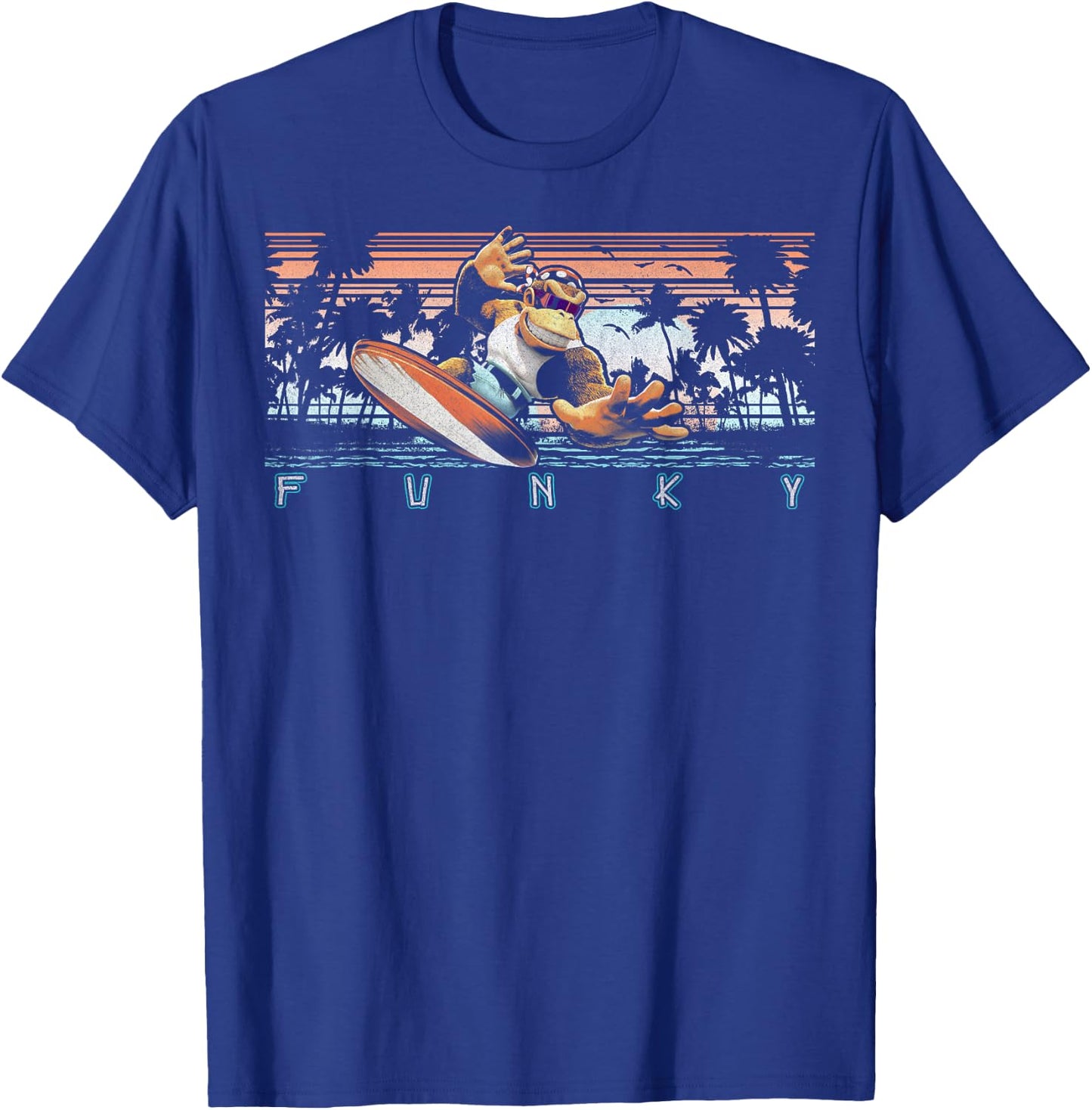 Nintendo Donkey Kong Country Funky Kong Surf Tropical Poster Small T-Shirt - T-Shirt | Royal