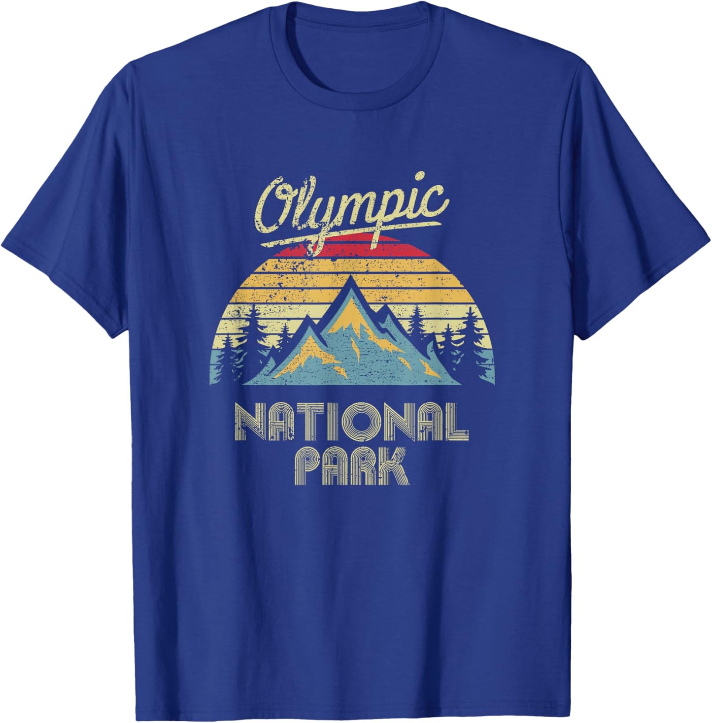 Vintage Retro Olympic National Park Mountain T Shirt T-Shirt - T-Shirt | Royal