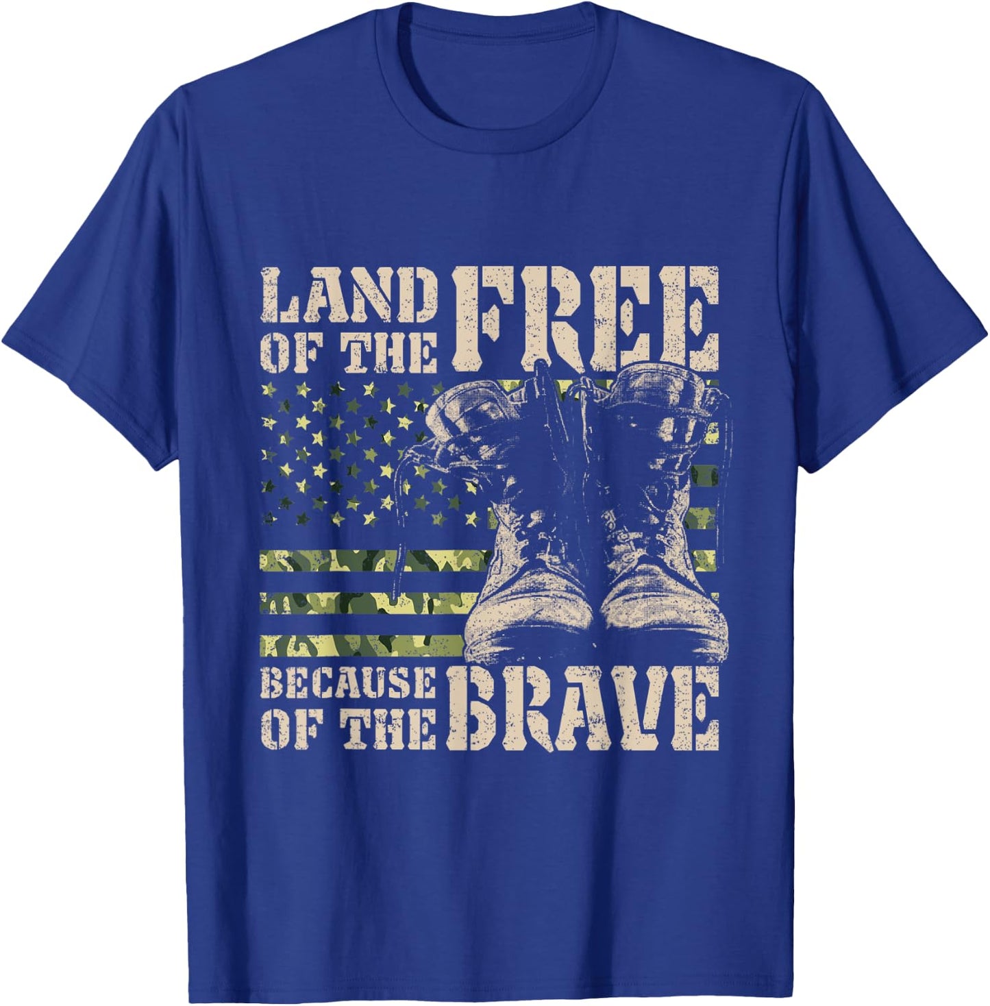 Land of the Free Because of the Brave American Flag Women Kids Men T-Shirt - T-Shirt | Royal