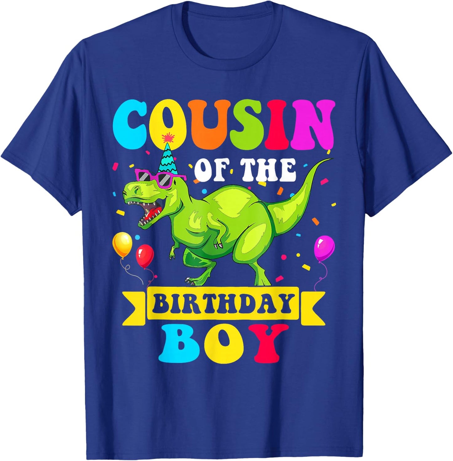 Cousin of the Birthday Boy Dinosaur Raptor Funny T-Shirt - T-Shirt | Royal