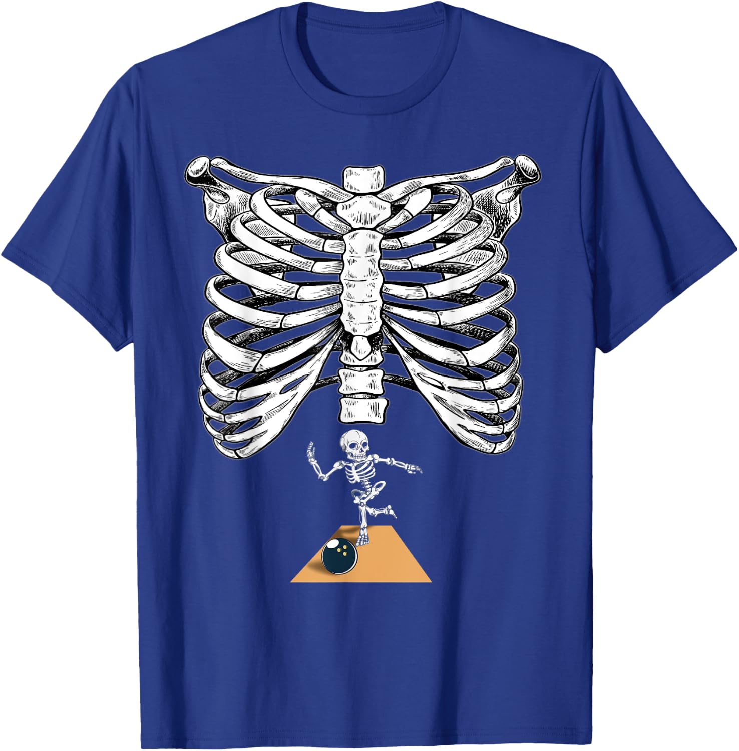 Skeleton Bowling Pregnancy Halloween Bowler T-Shirt - T-Shirt | Royal