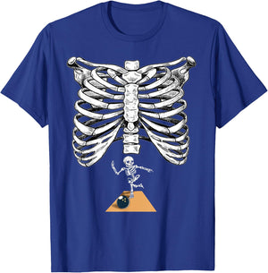 Skeleton Bowling Pregnancy Halloween Bowler T-Shirt - T-Shirt | Royal