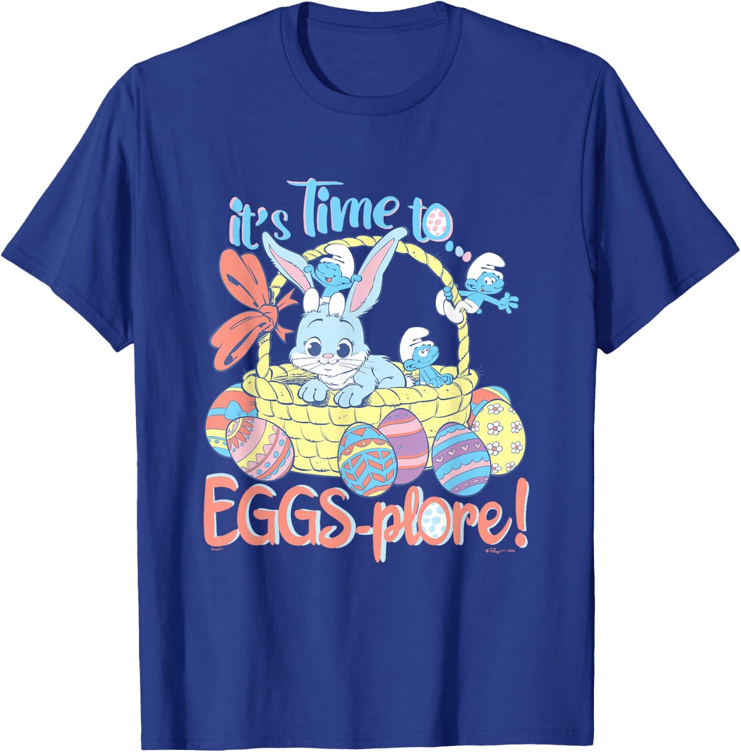 The Smurfs Easter It's Time To Eggs-plore! Cute Bunny Retro T-Shirt - T-Shirt | Royal