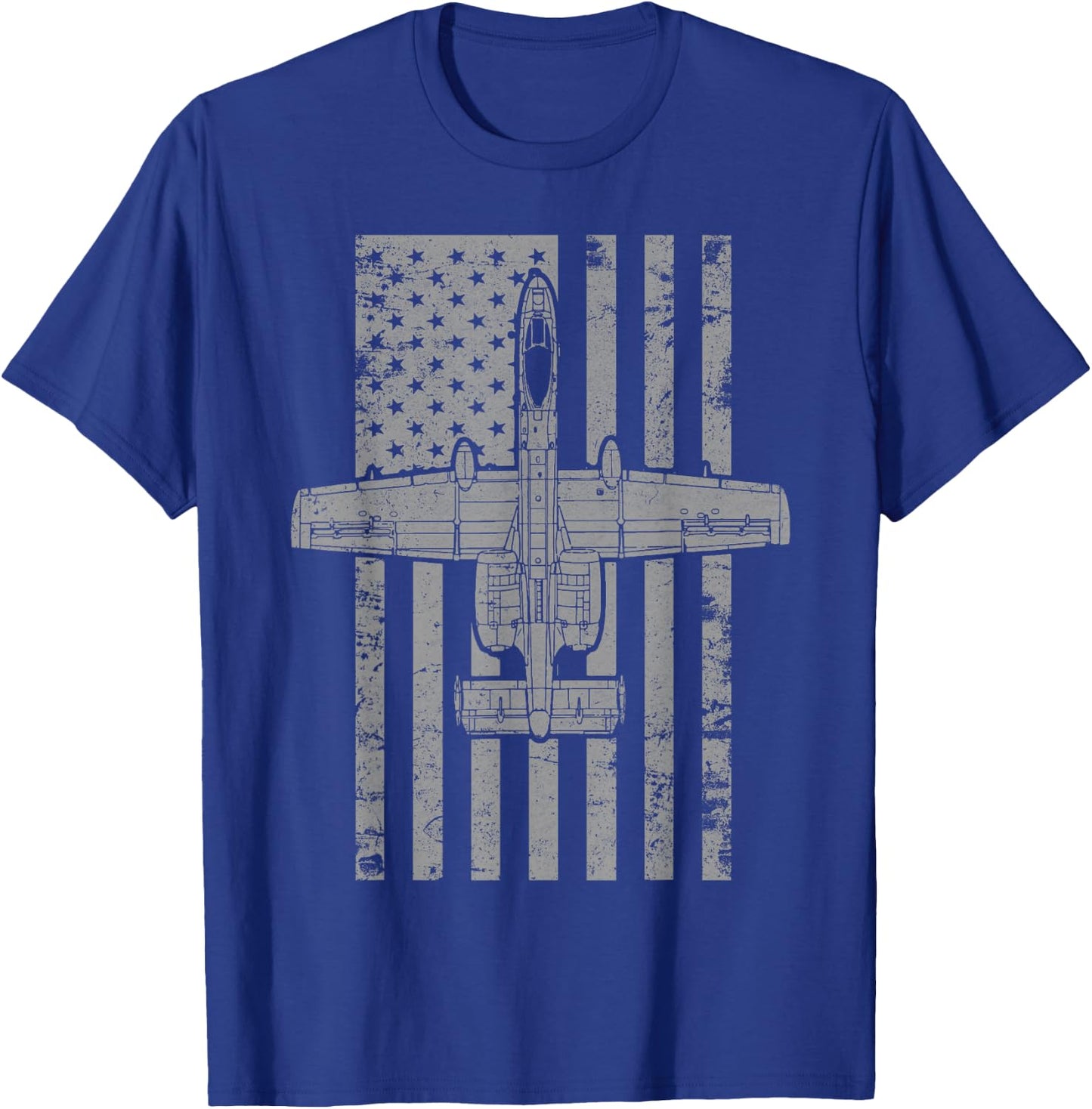A-10 Thunderbolt II "Warthog" Vintage Flag Airplane T-Shirt - T-Shirt | Royal