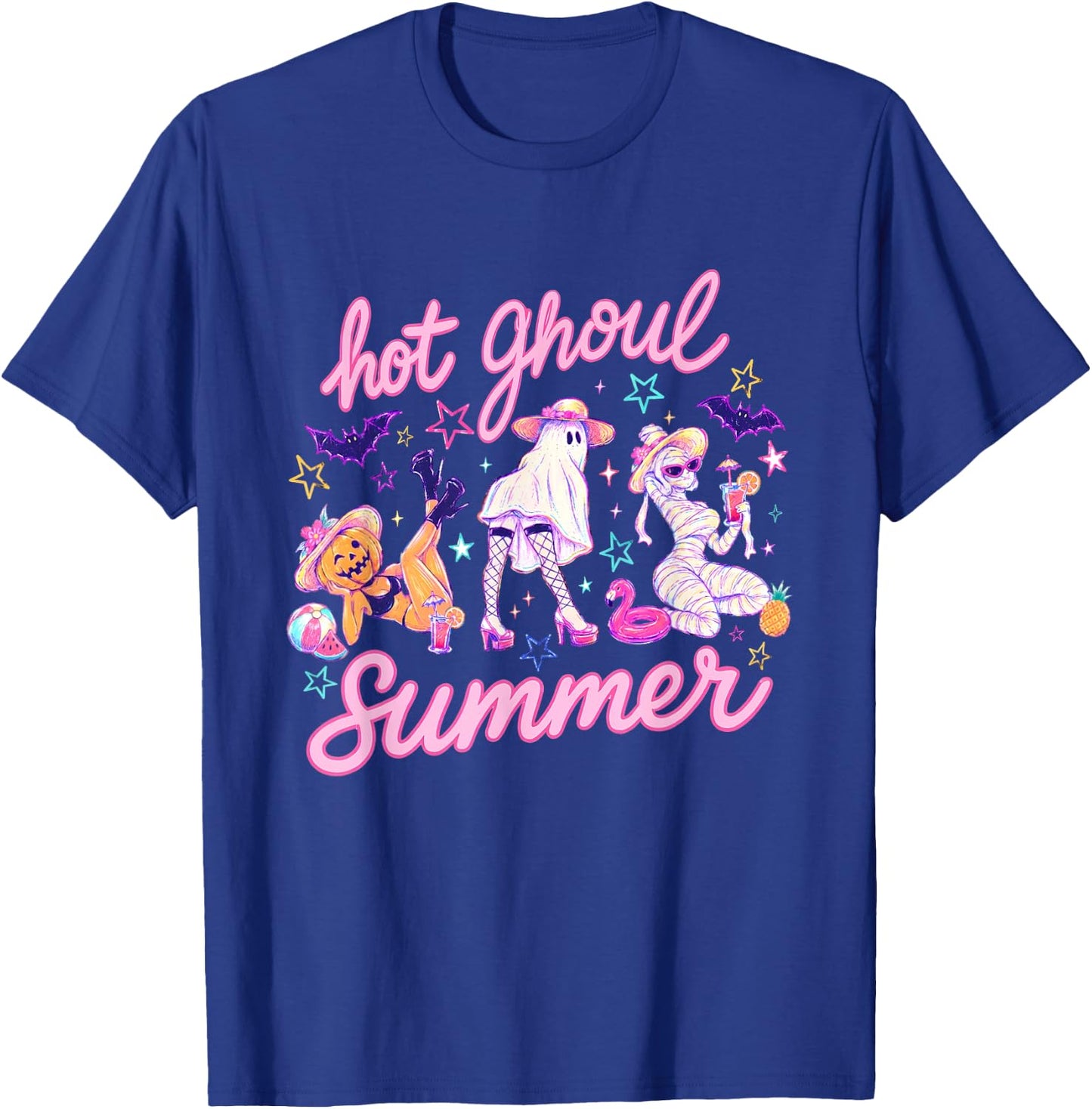 Hot Ghoul Summer Halloween Funny Ghost Spooky Vibes T-Shirt - T-Shirt | Royal