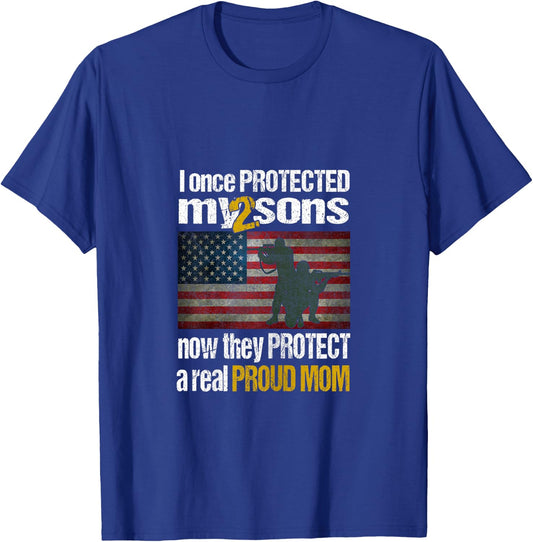Military Honor Two Soldier Sons Proud Mom T-Shirt - T-Shirt | Royal