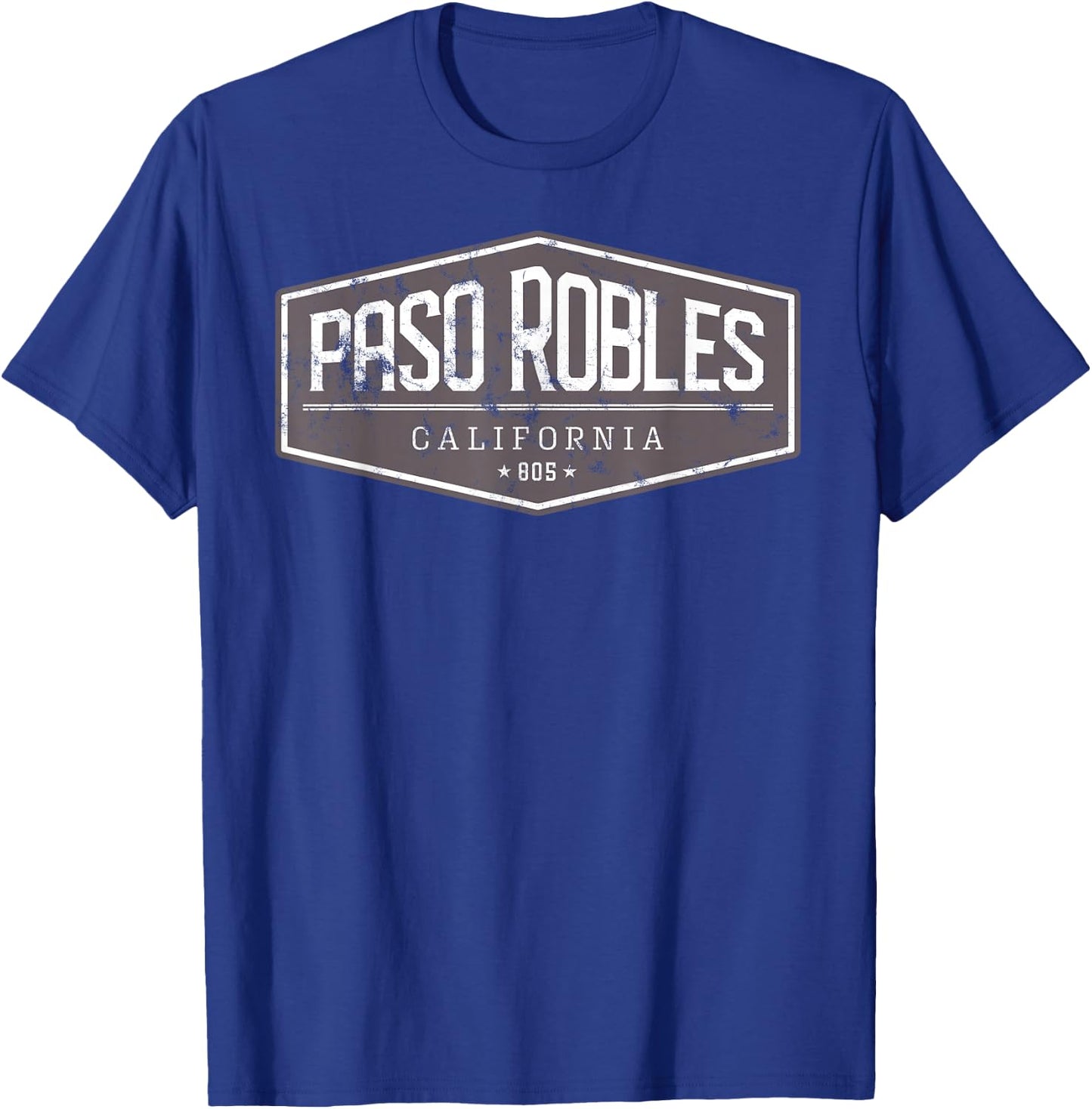Paso Robles, California, 805 Distressed Graphic Design T-Shirt - T-Shirt | Royal