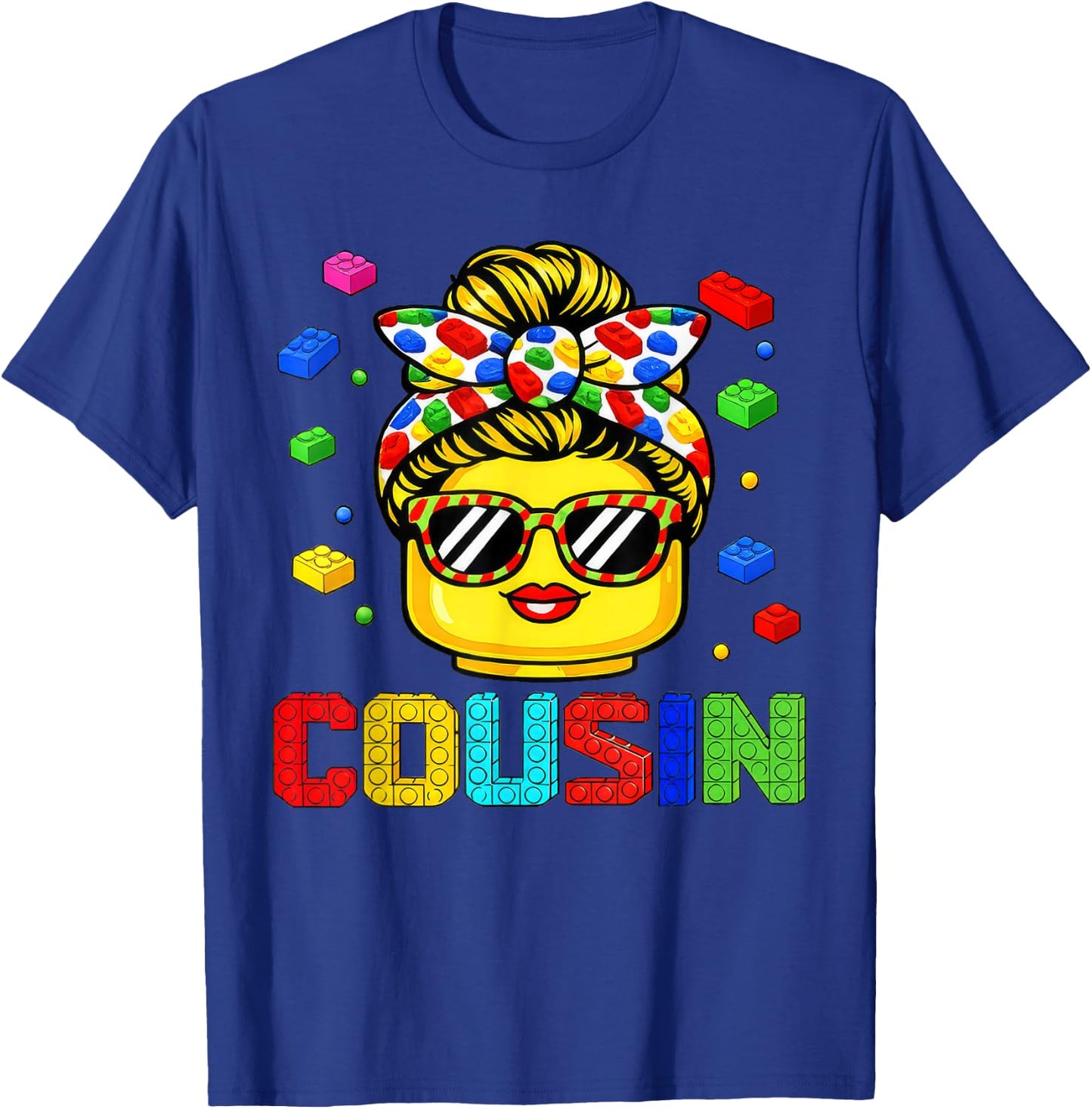 Cousin Master Builder Building Bricks Blocks Mothers Day T-Shirt - T-Shirt | Royal