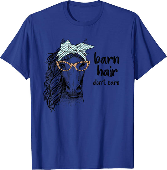 Cute Horse Love Girl Shirt Barn Hair Don't Care Cowgirl Gift T-Shirt - T-Shirt | Royal