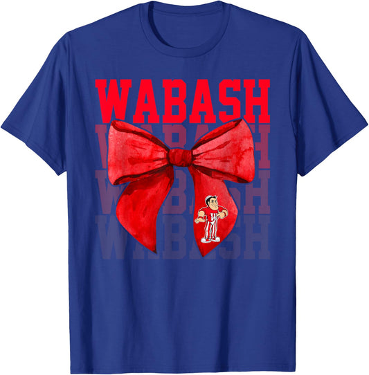 Wabash College Bow Vintage Athletics Girls Women T-Shirt - T-Shirt | Royal