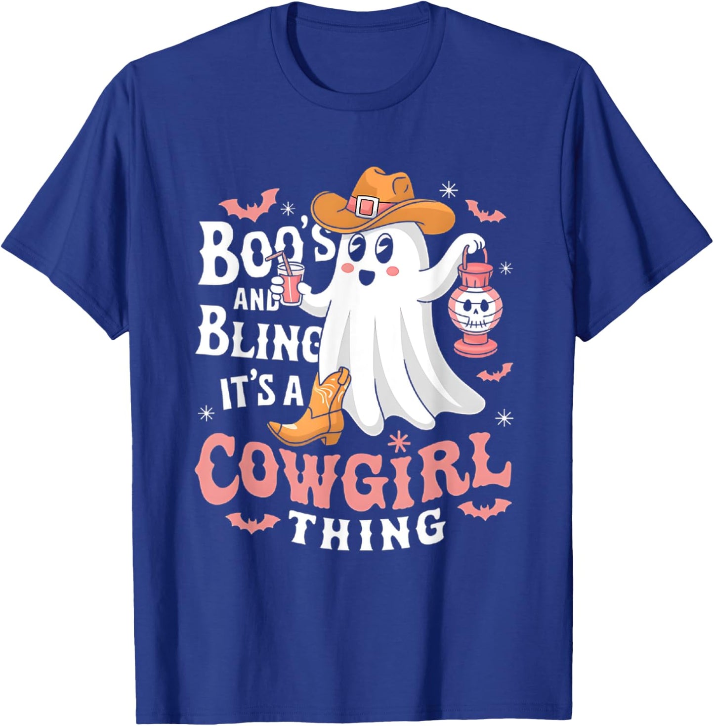 Boos and bling its a cowgirl thing halloween rodeo ghost T-Shirt - T-Shirt | Royal