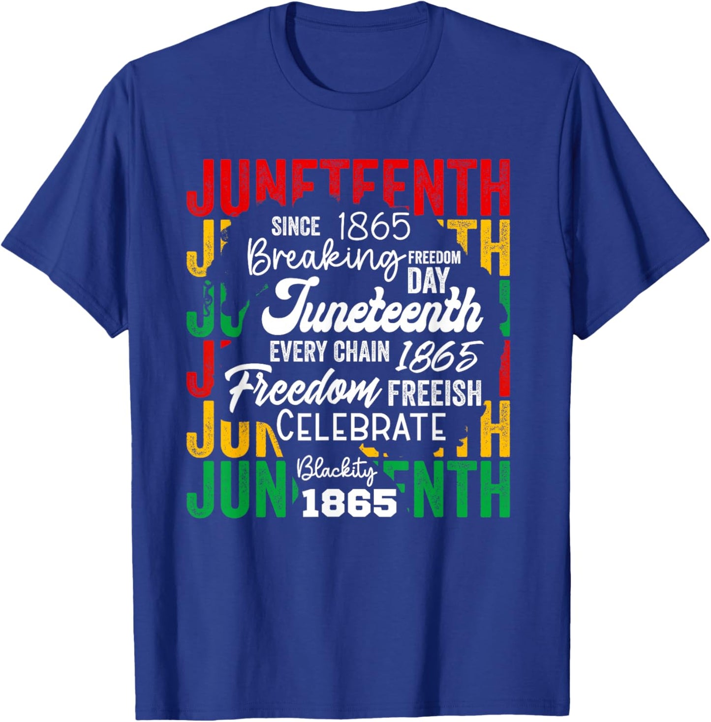 Juneteenth 1865 Afro Freedom Breaking Chains Freeish Roots T-Shirt - T-Shirt | Royal