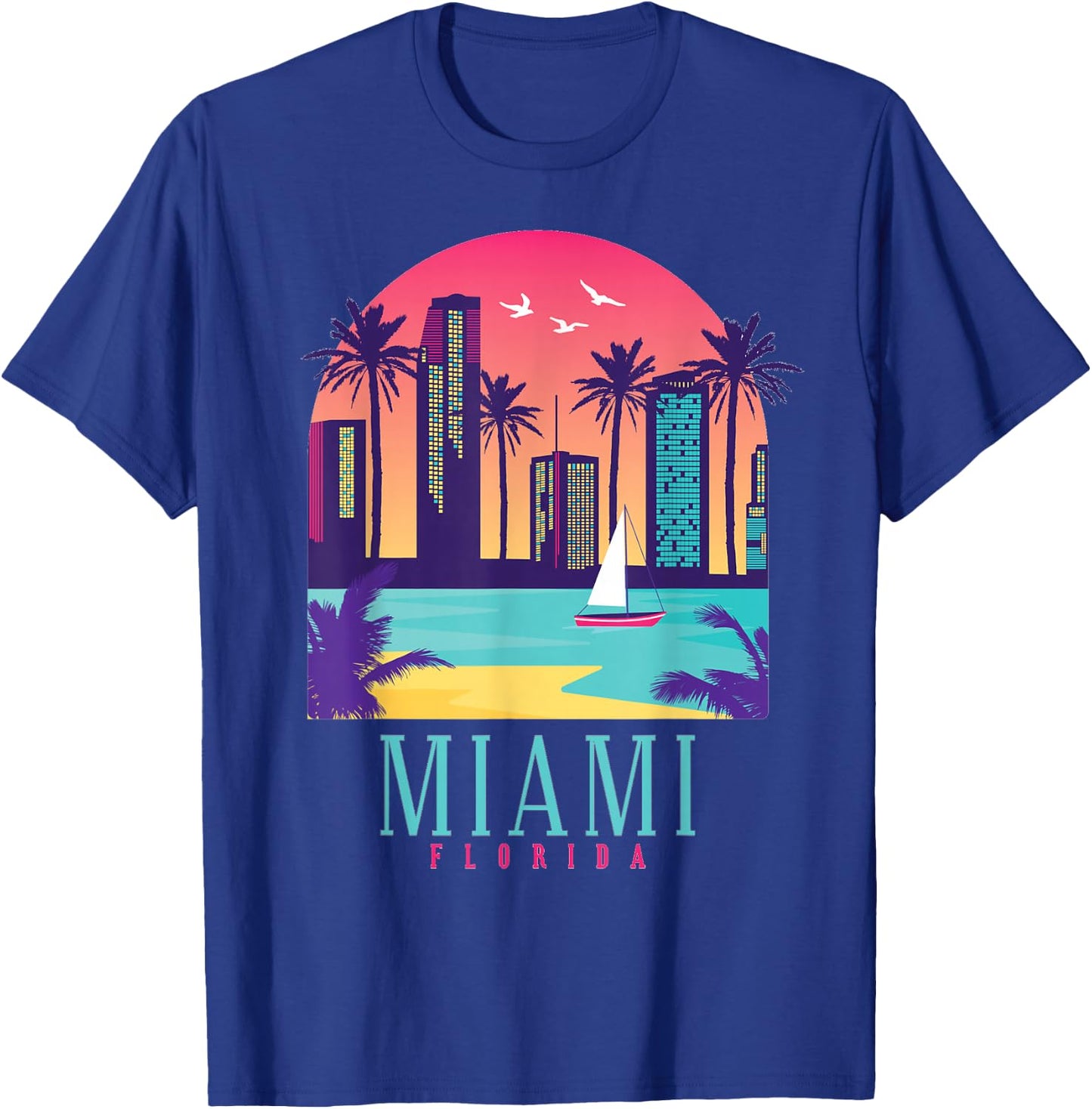 Miami Florida Vintage Retro USA America Souvenir Gift Small T-Shirt - T-Shirt | Royal