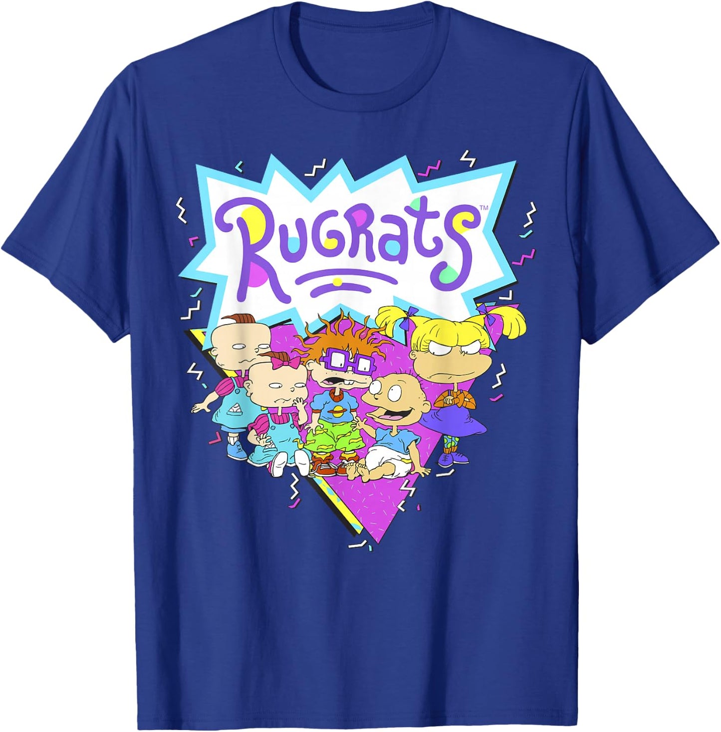 Rugrats Group Shot Retro Geometric Logo T-Shirt - T-Shirt | Royal