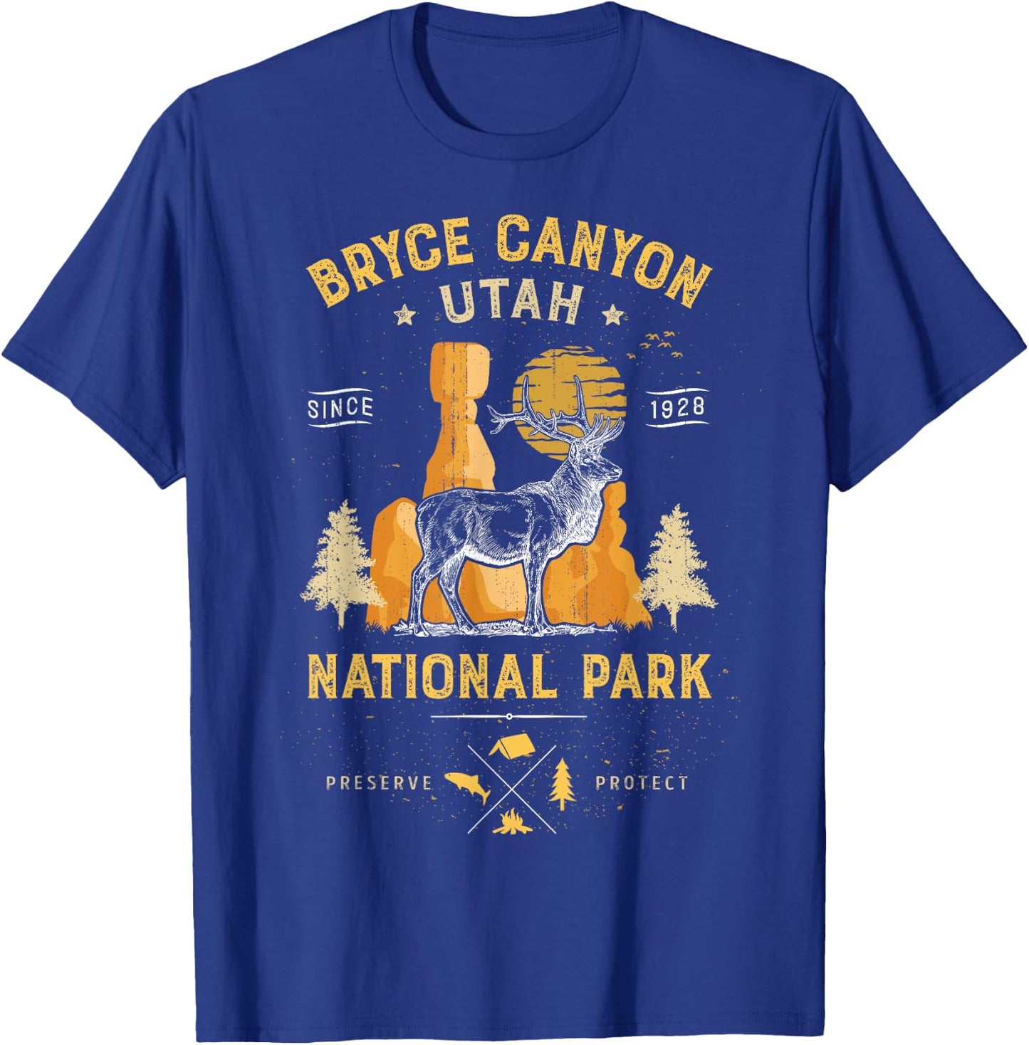 Bryce Canyon National Park T shirt Vintage Utah Deer Elk T-Shirt - T-Shirt | Royal