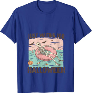 Spooky Summer Skeleton Just Waiting For Halloween V-Neck T-Shirt - T-Shirt | Royal