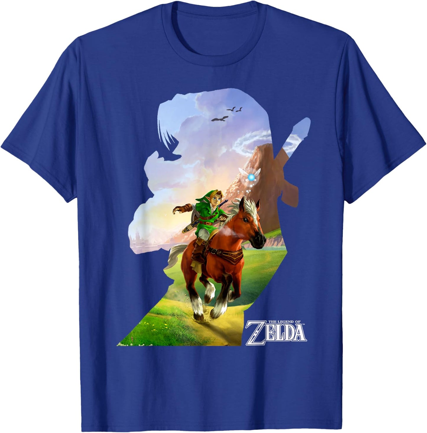 Nintendo Zelda Link Epona Ride Silhouette Small T-Shirt - T-Shirt | Royal