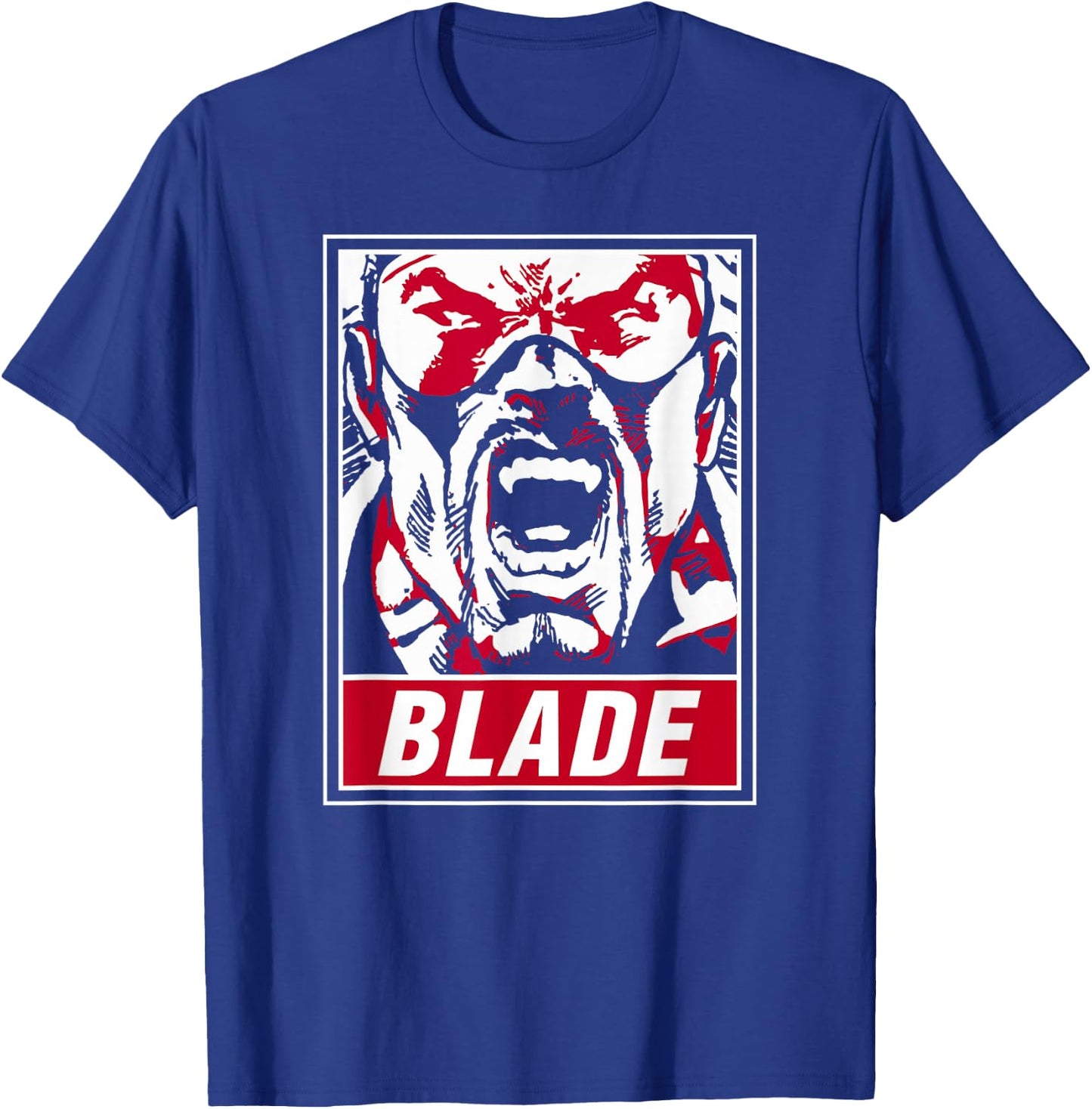 Marvel Blade Propaganda Poster Red Highlight Graphic T-Shirt - T-Shirt | Royal