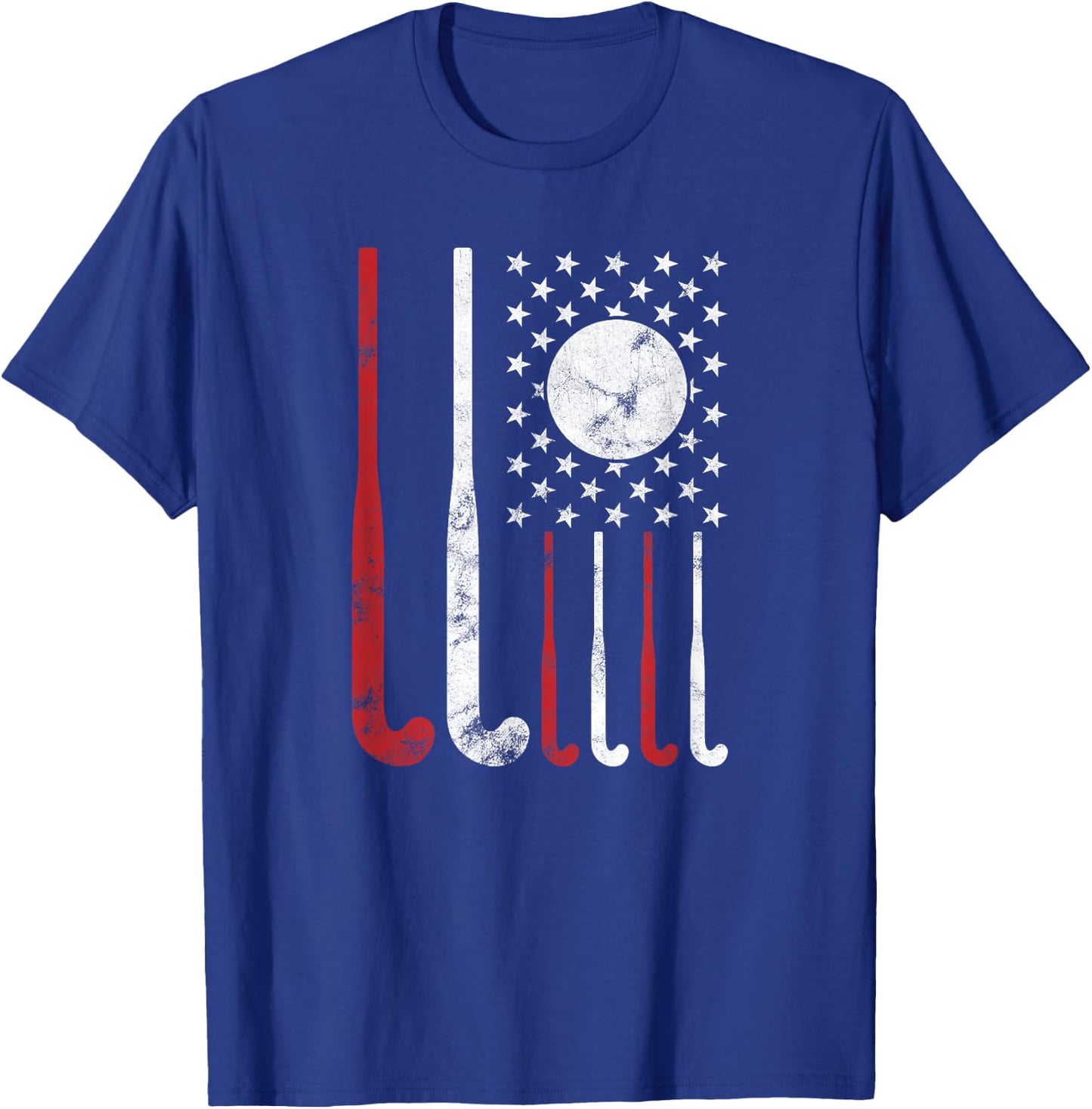 USA Field Hockey Shirt American Flag Fockey Lovers Gift T-Shirt - T-Shirt | Royal