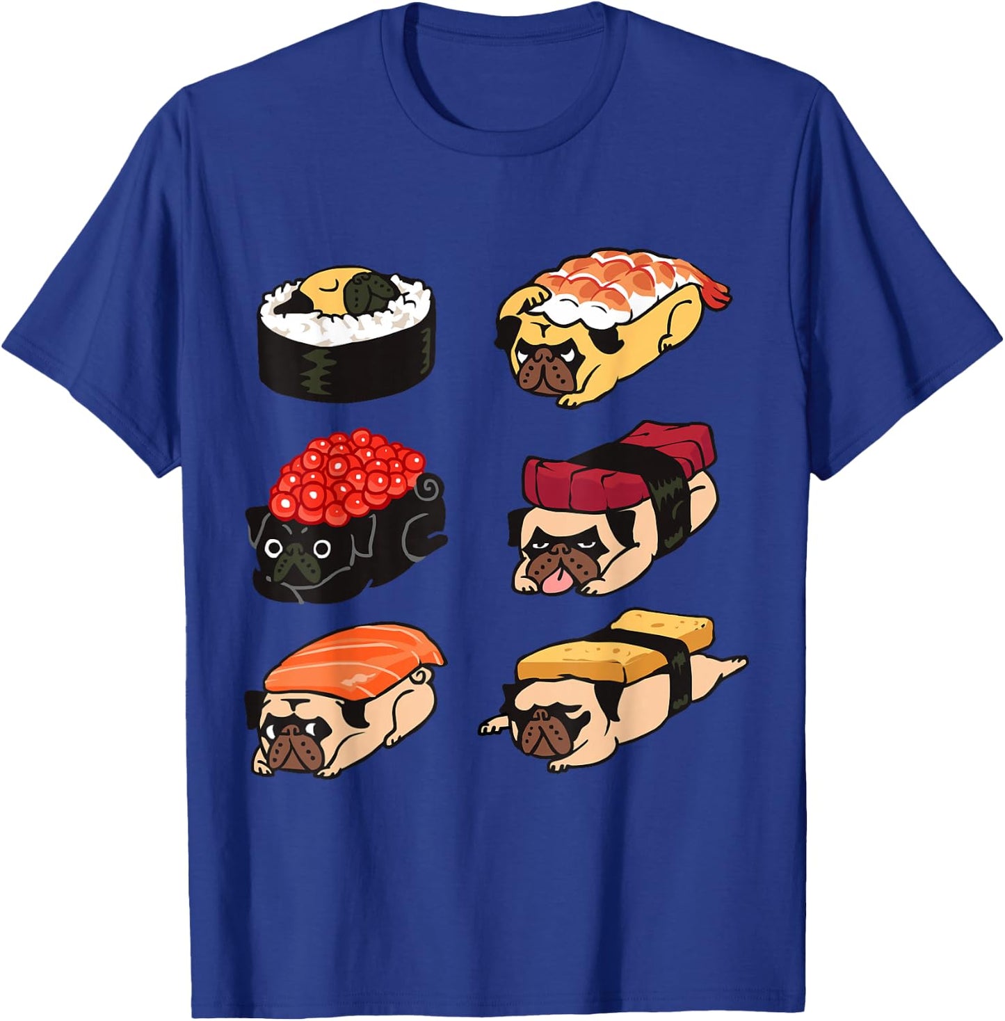 Sushi Pug Funny T- shirt by Huebucket T-Shirt - T-Shirt | Royal