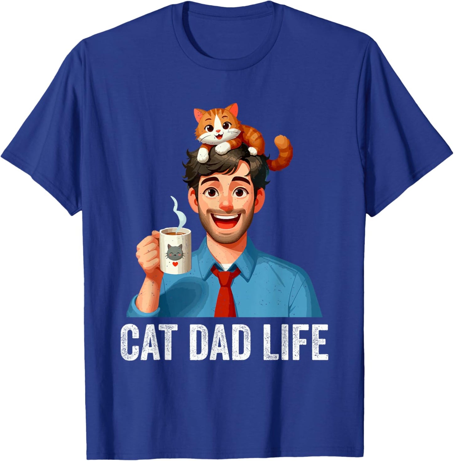 Cat Dad Life Fathers Day Kitten Lover Feline Owner Papa Men T-Shirt - T-Shirt | Royal