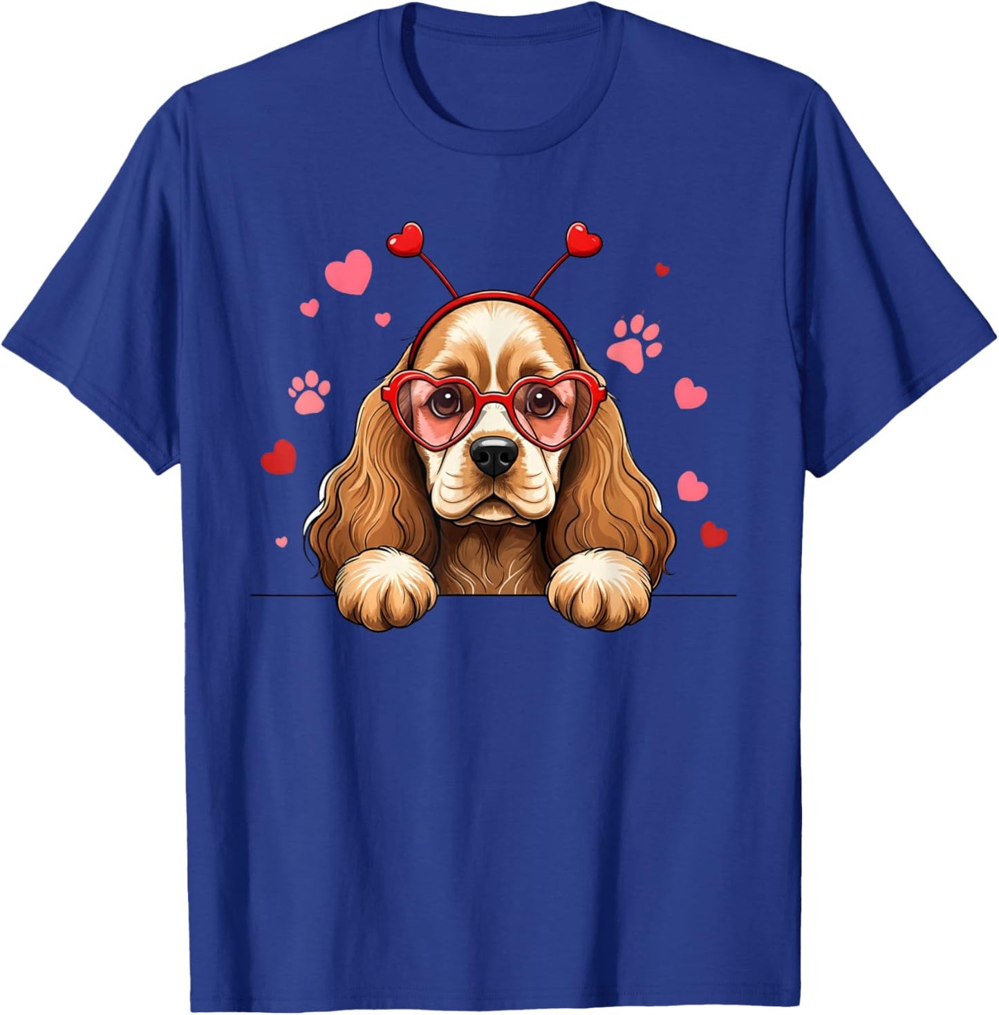 Funny Cocker Spaniel Heart Headband Valentine T-Shirt - T-Shirt | Royal