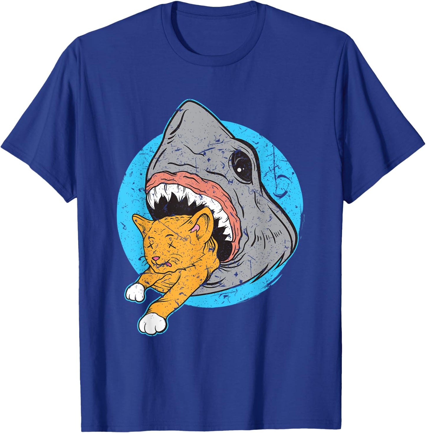 Shark Eating Kitty Cat Design T-Shirt - T-Shirt | Royal