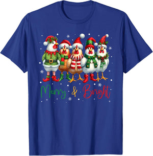 Funny Chicken Christmas Lights Farm Animal Cute Xmas Holiday T-Shirt - T-Shirt | Royal