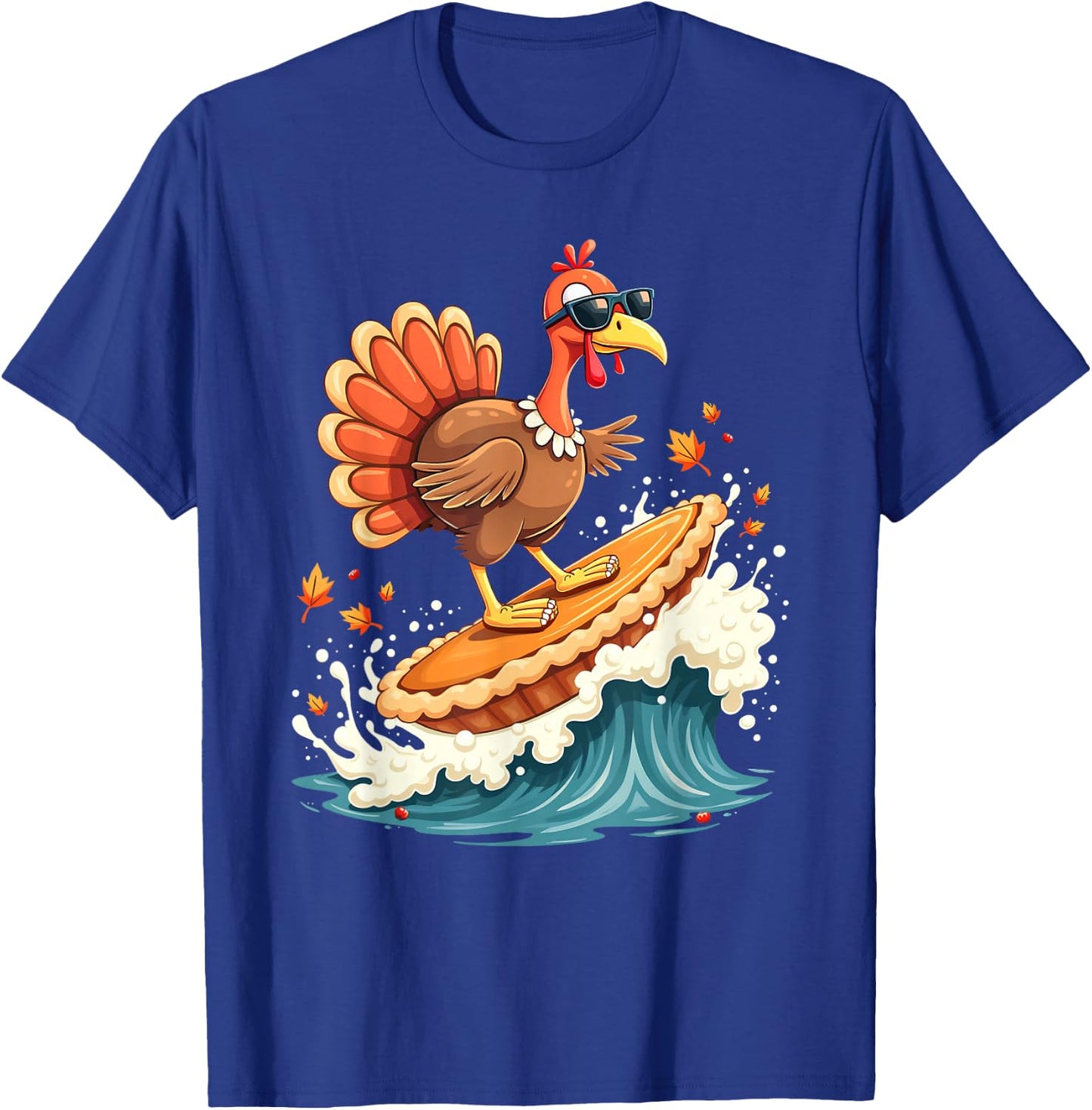 Cool Hawaiian Surfer Turkey Surfing Pumpkin Pie Thanksgiving T-Shirt - T-Shirt | Royal